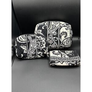 Vera Bradley, set of 3 make up bags black & white paisley & floral